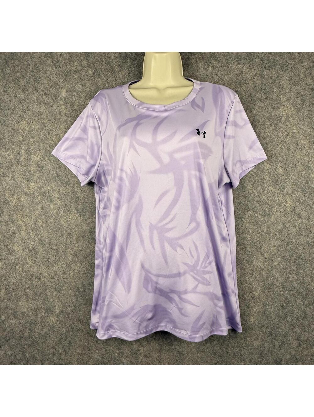 Under Armour Loose Workout Running Shirt Violet Pattern Women Size XL 621
